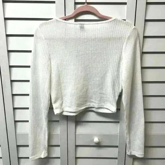 SHEIN Icon White Ribbed Knit Cropped Top - Size L - Picture 4 of 5